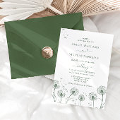 Witte Groene Wilde Bloemen Bruiloft  Kaart