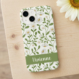 Witte Groene Zonnebloem Waterverf Wilde Bloem Naam Case-Mate iPhone 14 Hoesje