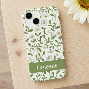 Witte Groene Zonnebloem Waterverf Wilde Bloem Naam Case-Mate iPhone 14 Hoesje