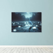 Witte groenten en waterlelies in een vijver canvas afdruk (Insitu (Houten vloer))