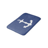 Witte grote anker silhouet op marineblauw badmat (Gekanteld)