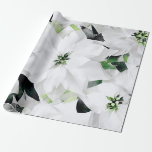 Witte Grote Bloemen Groen Groen Bruiloft Bruid Cadeaupapier