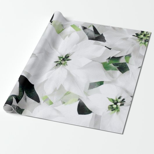 Witte Grote Bloemen Groen Groen Bruiloft Bruid Cadeaupapier (Uitgerold)