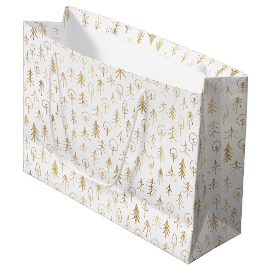 Witte grote cadeautas met vintage winter goud patr (Voorkant Gekanteld)