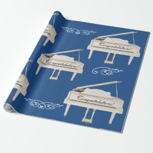 Witte Grote Piano's, aangepaste tekst gefeliciteer Cadeaupapier