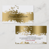 Witte & Grunge gouden streep & vliegende vogels Visitekaartje (Voorkant / Achterkant)