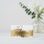 Witte & Grunge gouden streep & vliegende vogels Visitekaartje (Staand voorkant)