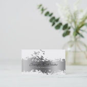 Witte & Grunge zilveren streep & vliegende vogels Visitekaartje (Staand voorkant)