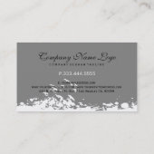 Witte & Grunge zilveren streep & vliegende vogels Visitekaartje (Achterkant)