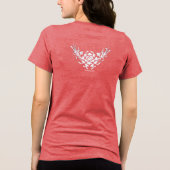 WITTE GRYFFIOENEN EN BLOEMEN MET ROZE RUBY EDELSTE Tri-Blend SHIRT (Achterkant)