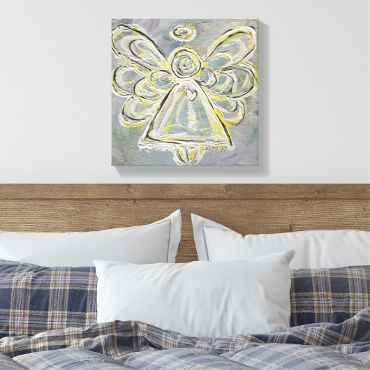 Witte Guardian Engel Verpakt Canvas Wall Art (Insitu (Slaapkamer))