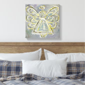 Witte Guardian Engel Verpakt Canvas Wall Art Afdruk (Insitu (Slaapkamer))