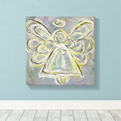 Witte Guardian Engel Verpakt Canvas Wall Art Afdruk (Insitu (Houten vloer))