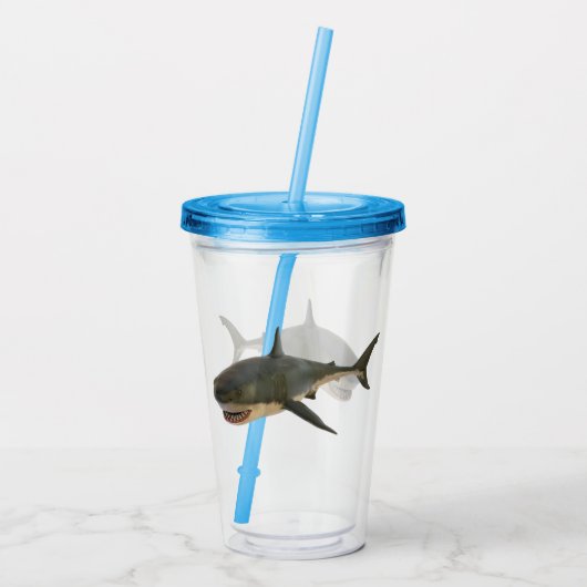 Witte haai acryl drinkbeker (Achterkant)