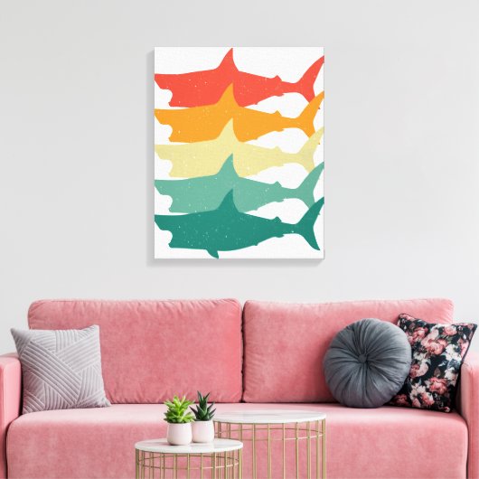 witte haai canvas afdruk (Insitu (Woonkamer))