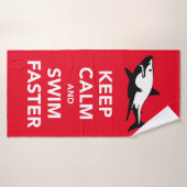 Witte haai + Houd rustig en zwemt sneller Badhanddoek (Badhanddoek)