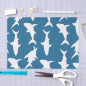 Witte haai Silhouettes & Ocean Blue Tissuepapier (Craft)