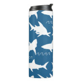 Witte haaien en golven oceaan blauw | Gepersonalis Thermosbeker (Gedraaid links)