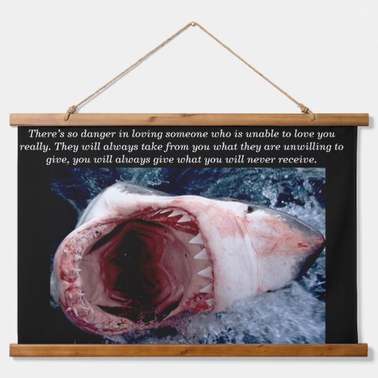 Witte haaienrijen van Teeth Hangend Wandkleed (Voorkant)