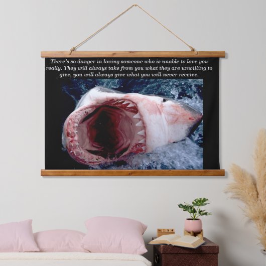 Witte haaienrijen van Teeth Hangend Wandkleed (Slaapkamer)