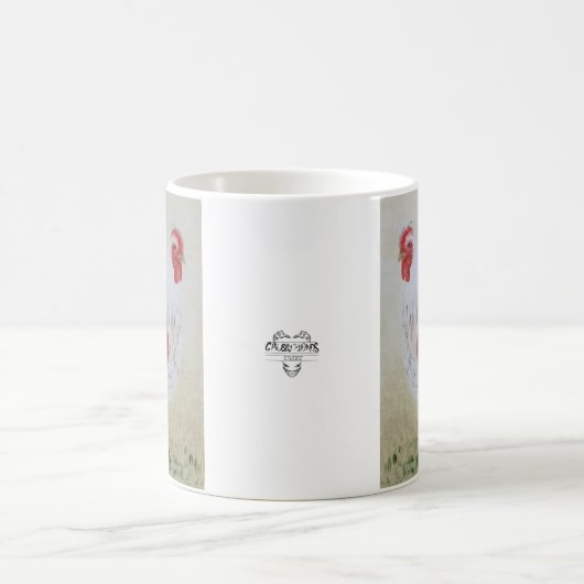 Witte Haan Acryl Schilderij Koffie Mok (Center)