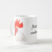 Witte Haan Cockreel met uw aangepaste tekst Koffiemok (Voorkant links)