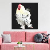 Witte haan met veren poten nr. 2 canvas afdruk (Insitu (Woonkamer))