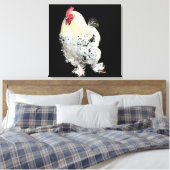 Witte haan met veren poten nr. 2 canvas afdruk (Insitu (Slaapkamer))