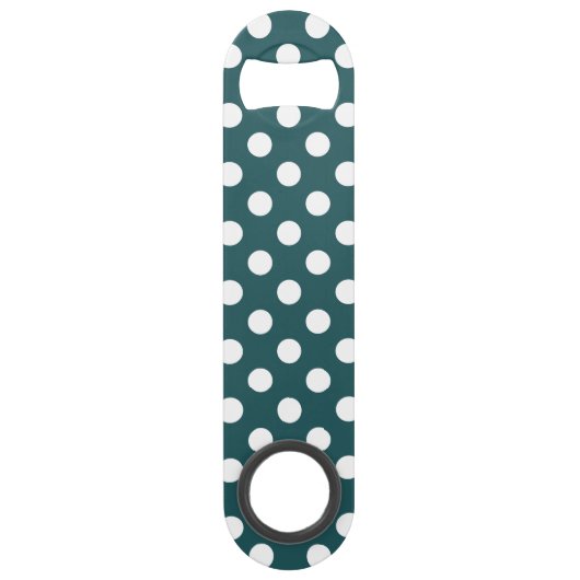 Witte haarpunten op blauwgroen speed flessenopener (Voorkant)