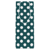 Witte haarpunten op blauwgroen wijn cadeautas (Achterkant)