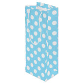 Witte haarpunten op bleek blauw wijn cadeautas (Achterkant Gekanteld)