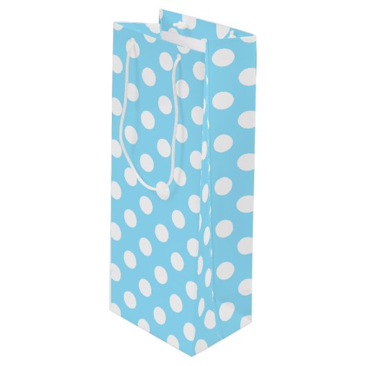 Witte haarpunten op bleek blauw wijn cadeautas (Voorkant Gekanteld)