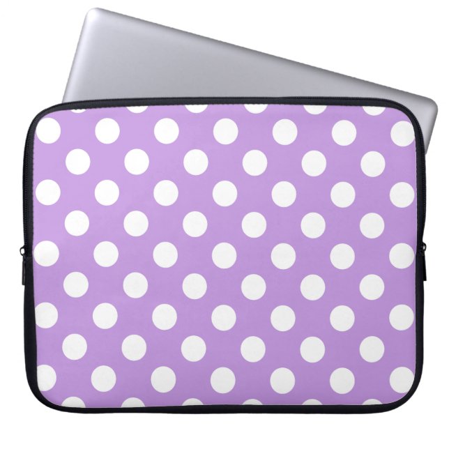 Witte haarpunten op lila laptop sleeve (Voorkant)