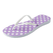 Witte haarpunten op lila teenslippers (Schuin)