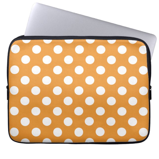Witte haarvlekken op ambergeel laptop sleeve (Voorkant)