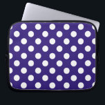 Witte haarvlekken op donkerblauw laptop sleeve<br><div class="desc">Witte haarvlekken op donkerblauw</div>