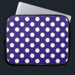 Witte haarvlekken op donkerblauw laptop sleeve<br><div class="desc">Witte haarvlekken op donkerblauw</div>