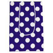 Witte haarvlekken op donkerblauw medium cadeauzakje (Achterkant)