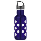 Witte haarvlekken op donkerblauw waterfles (Achterkant)