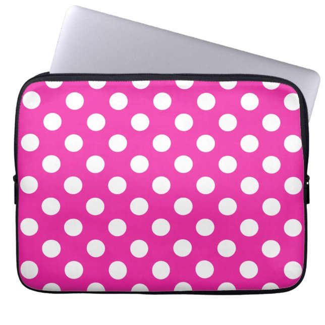 Witte haarvlekken op fuchsia laptop sleeve (Voorkant)