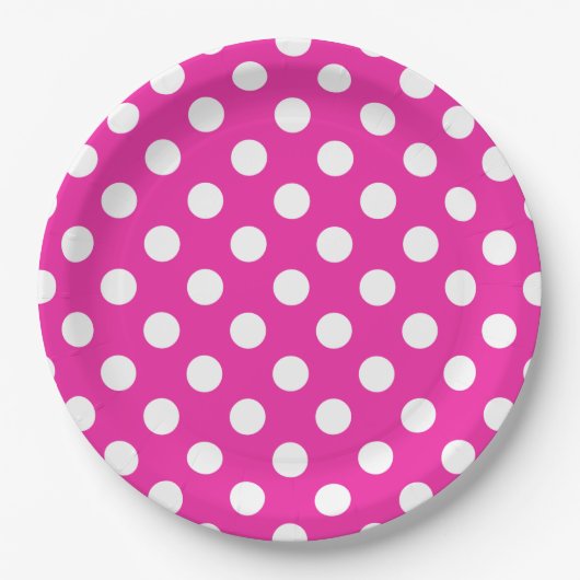 Witte haarvlekken op fuchsia papieren bordje (Voorkant)