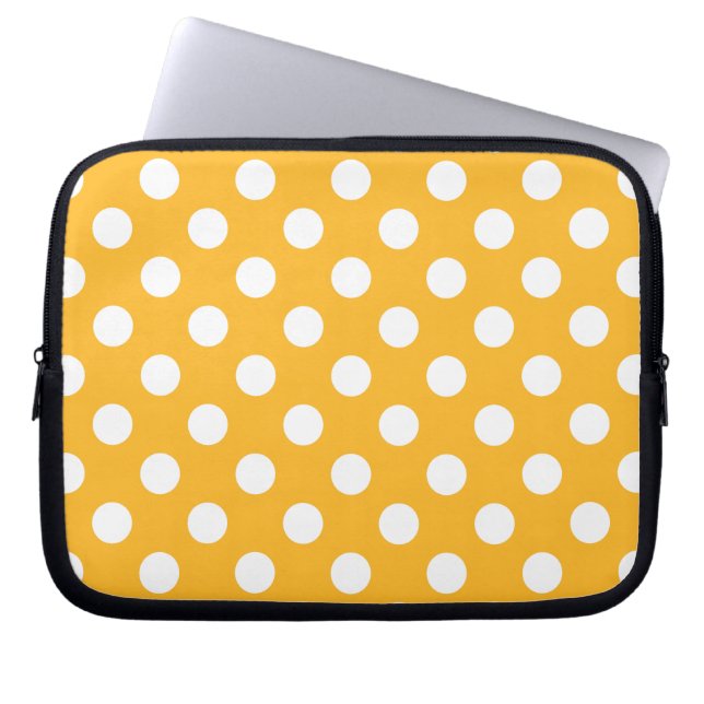 Witte haarvlekken op geel laptop sleeve (Voorkant)