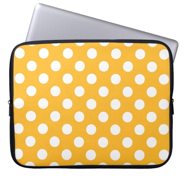 Witte haarvlekken op geel laptop sleeve (Voorkant)