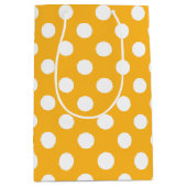 Witte haarvlekken op geel medium cadeauzakje (Voorkant)