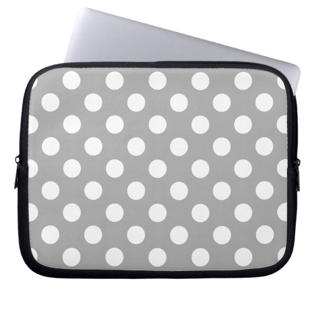 Witte haarvlekken op grijs laptop sleeve (Voorkant)