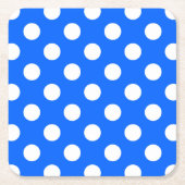 Witte haarvlekken op koningsblauw kartonnen onderzetters (Voorkant)