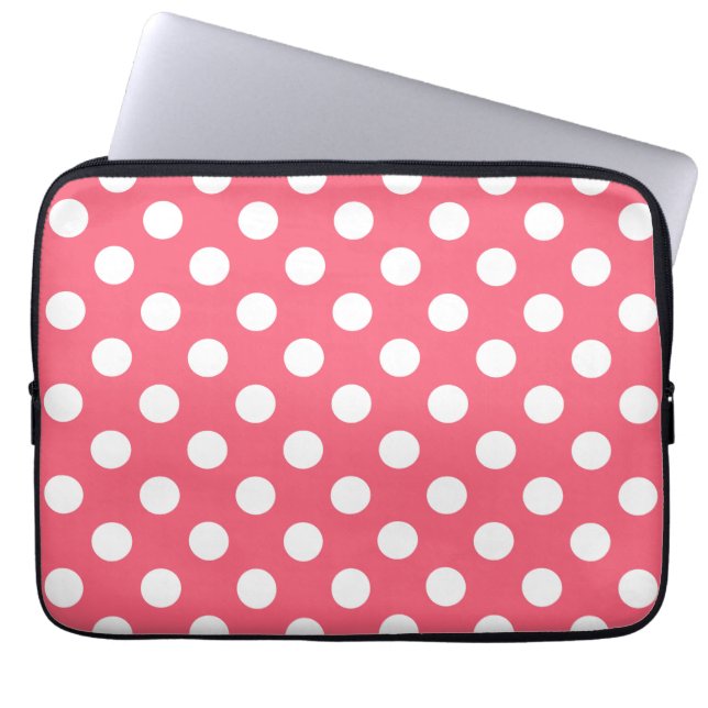 Witte haarvlekken op koraal laptop sleeve (Voorkant)