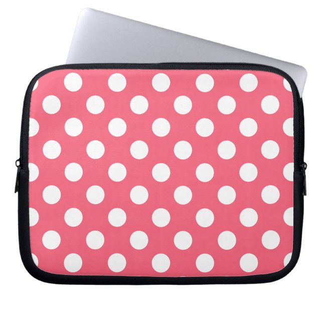 Witte haarvlekken op koraal laptop sleeve (Voorkant)