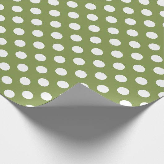 Witte haarvlekken op olijfgroen cadeaupapier (Hoek)