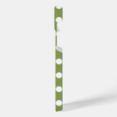 Witte haarvlekken op olijfgroen iPhone hoesje (Linkerkant)